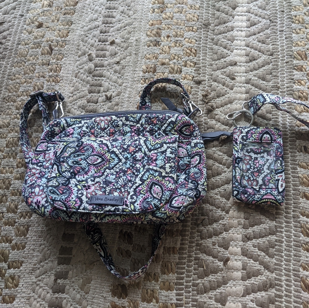 VERA BRADLEY BONBOM MEDALLION MINI CARSON CROSSBODY DELUXE ZIP ID WIDE LANYARD